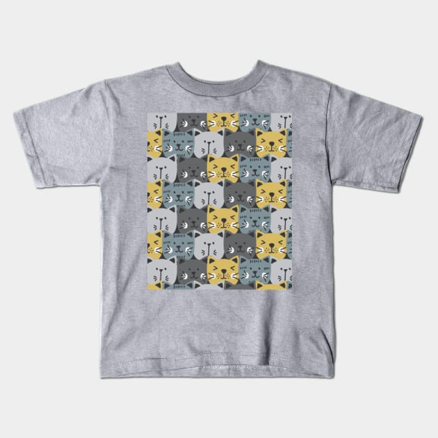 Cat Pattern , cute cat , Funny cat Kids T-Shirt by M.G Design 